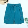 thumbnail image 3 of PNTUTB Summer Men's Casual Relaxed Stretch Drawstring Comfort Solid Color Workwear Shorts with Multiple Pockets, 3 of 5