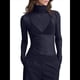 thumbnail image 2 of Top de Larga Ajustado de de Color Liso con Cuello Alto para Mujer, Camisa Transparente. Azul Oscuro S, 2 of 6