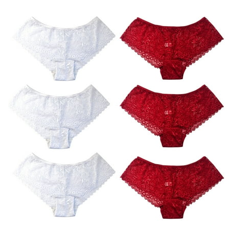 

Jieowen 6 Pack Sexy Lace Underwear for Women Invisible Seamless Lace Panties Half Back Coverage Bikini Briefs