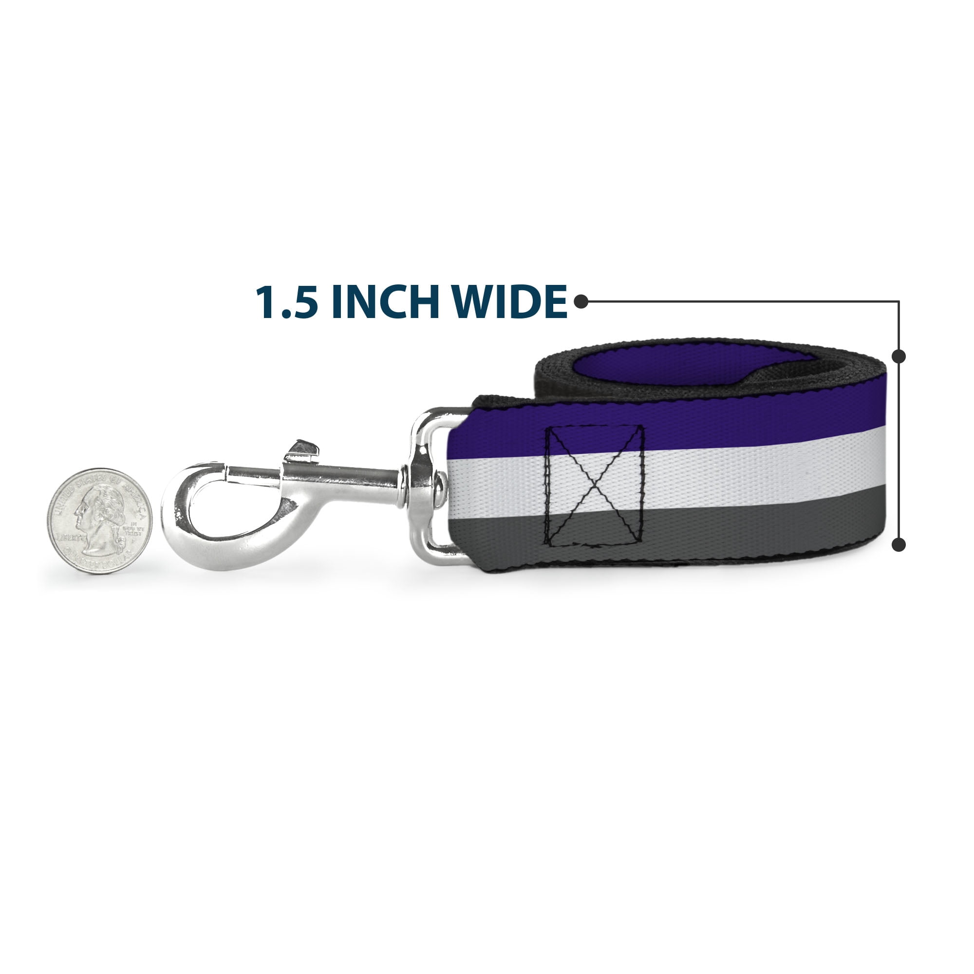 Buckle-Down Pet Leash, Dog Leash, Stripes Purple White Gray, 6 Feet Long 1.0 Inch Wide