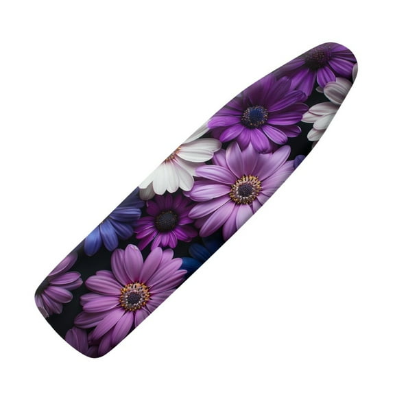 FKELYI Purple Daisy Flower Print Ironing Board Cover with Hook and Loop Fastener Straps Home Accessories Polyester Iron Padding Covers Heat Resistant for Laundry Clothing Shop, XL