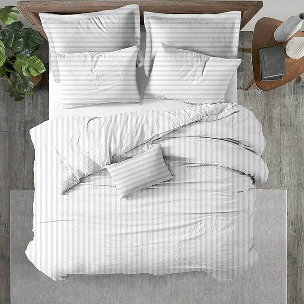 Kotton Culture 100% Egyptian Cotton 5 Piece Duvet Cover Set Breathable All Season Comforter Cover with Zipper & Corner Ties Easy Care 600 Thread Count ...