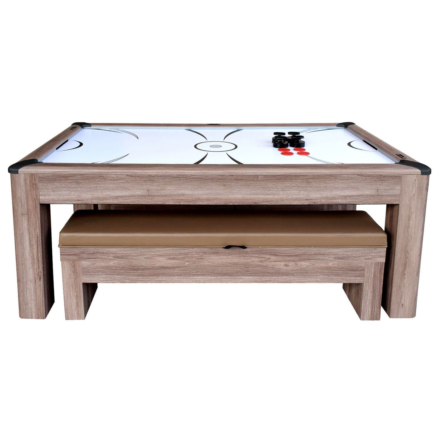 Ens. table d’air hockey Driftwood de Hathaway de 2,13 m (7 pi) avec bancs
