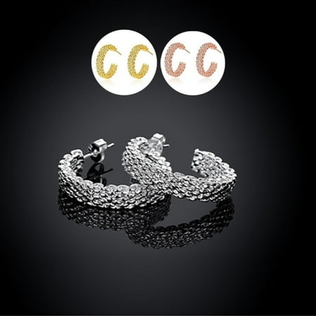 - Love At First Sight 18 Kt Gold Plated 925 Sterling Silver Plated And Rose Gold Plated Cross Link Cable Earrings