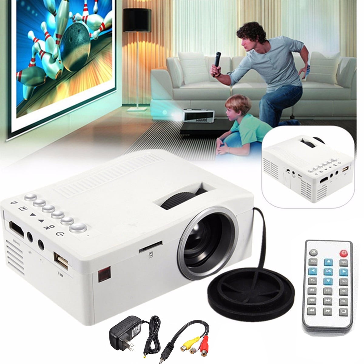 UNIC Home 1080p Mini LED Video Movie Game Projector Pocket Projector