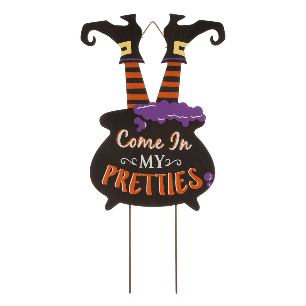 Glitzhome Halloween Wooden Witch Yard Stake or Standing Decor or