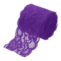 Uxcell Lace Trim 5 Yards 2 inch Flower Elastic Lace Ribbons for Craft Gift Package Decoration Wedding Headbands Purple