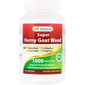 Best Naturals, Super Horny Goat Weed with Maca, 1000 mg, 60 Capsules (Pack of