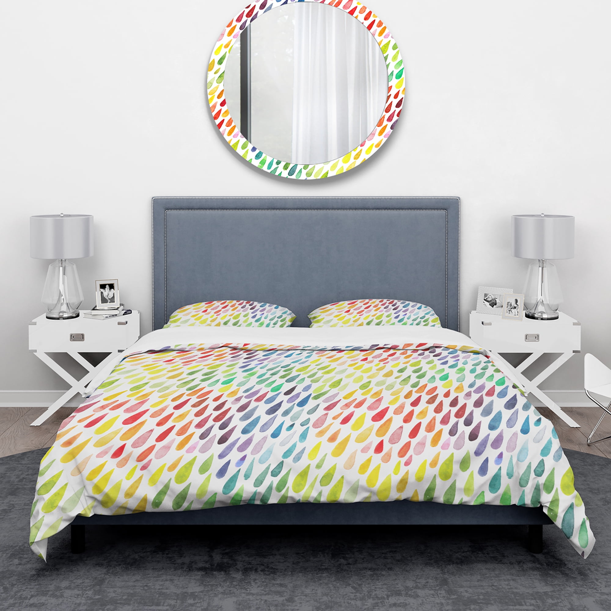 Designart 'Collection of Paint Splash Watercolor Drops' Modern & Contemporary Duvet Cover Set