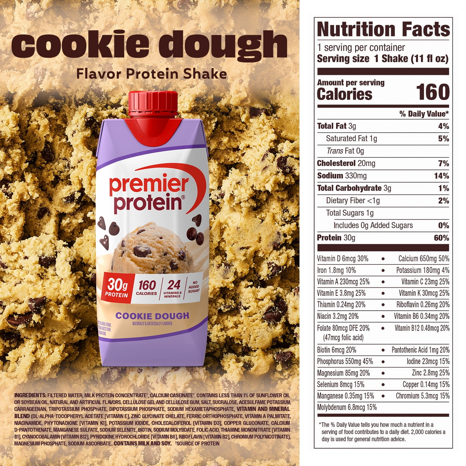 Premier Protein Shake, Cookie Dough, 30g Protein, 11 fl oz, 4 Ct