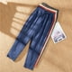 thumbnail image 2 of Pantalones 2023 de lino y algodón para mujer, pantalón Harlan de Color liso con cintura elástica, suaves, de alta calidad, 2 of 4