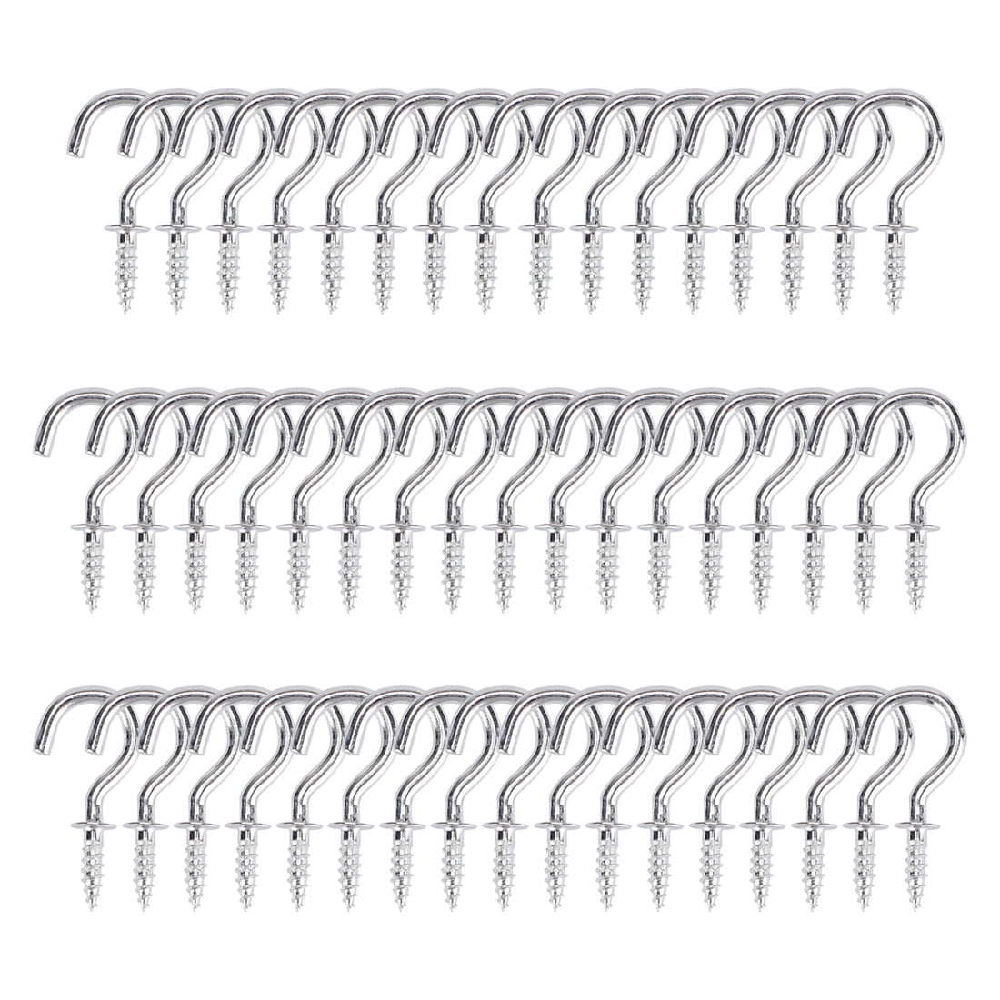 125-Piece Screw-in Cup Hooks Kit – 7 Sizes (1/2” To 1-1/2”), Black Steel, Indoor/Outdoor