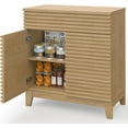 thumbnail image 3 of Fluted Sideboard Buffet Cabinet with Storage, Modern Floor Storage Cabinet with Drawers, Adjustable Shelves and 2 Doors, 3 of 8
