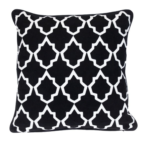 Nassau Collection Square Cotton Geometric Throw Pillow - 20" - Black and White