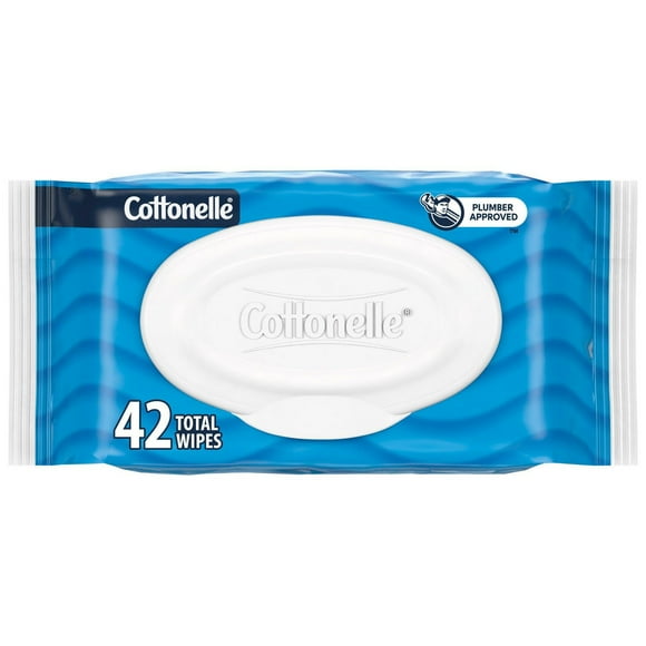 Cottonelle Fresh Care Lingettes Jetables RFT 42 Lingettes humides jetables dans les toilettes Cottonelle Fresh Care, lingettes humides pour adultes, 12 paquets à couvercle rabattable, 42 lingettes par paquet