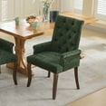 thumbnail image 3 of CQSXDA Stylish Tufted Accent Dining Chair with Upholstered Chenille Fabric and Curved Solid Wood Legs, Single Pack, Olive Green, 3 of 18