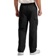 thumbnail image 3 of Domuza Mens Retro Bootcut Sweatpants Cotton Linen Drawstring Open Bottom Solid Color Elastic Waist Baggy Harem Yoga Beach Trousers Black 3XL, 3 of 3