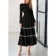 thumbnail image 3 of Vestido midi PRETTYGARDEN de manga larga con estampado floral fruncido para mujer, 3 of 9