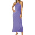 thumbnail image 1 of Vestido de noche de satén para mujer tallas grandes - Elegante cuello en V, diseño en la cintura, vestido de fiesta para bodas - Tallas XS-L, tejido con brillo lujoso, 1 of 5