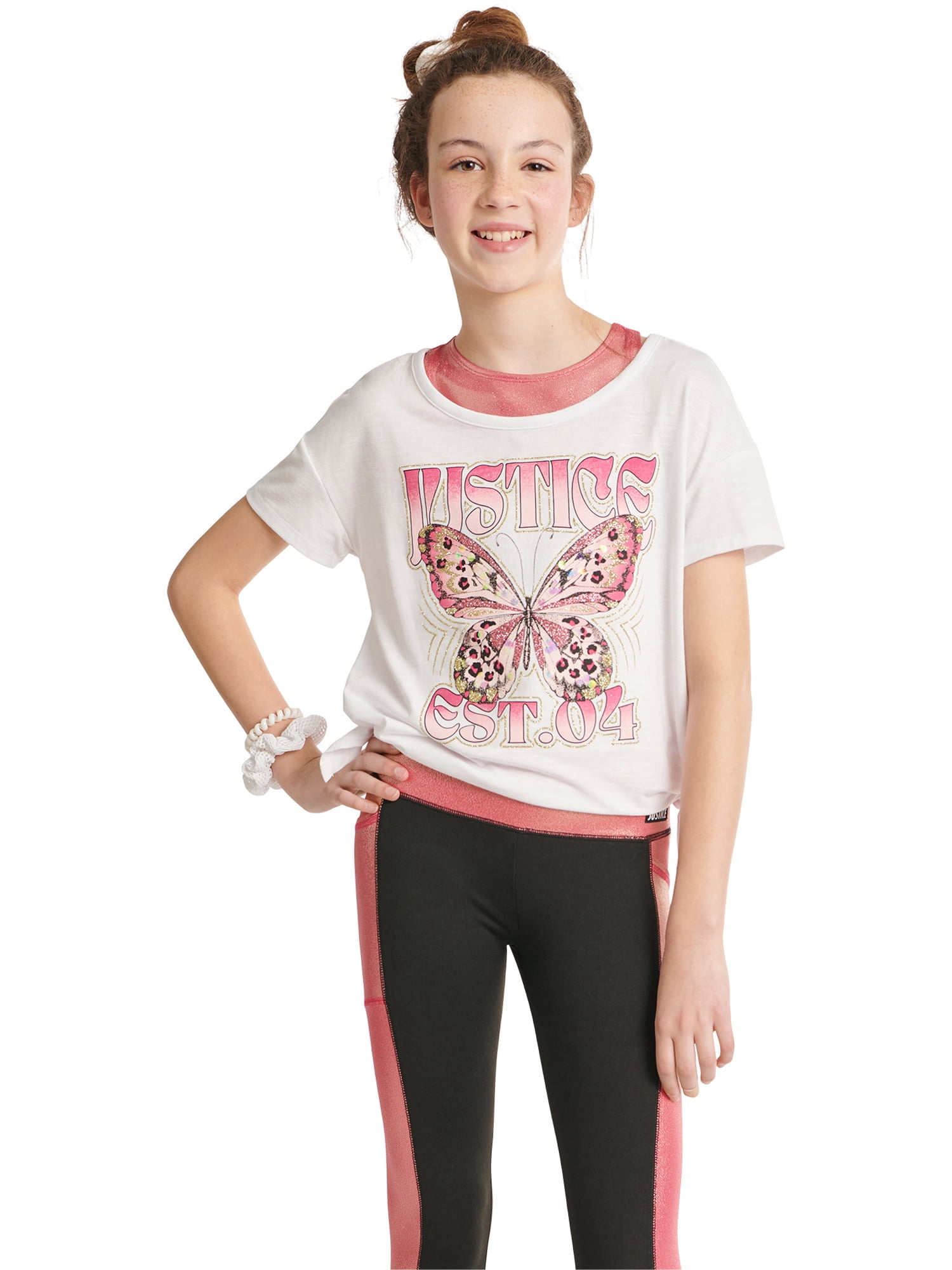 Justice Girls Collection X 2Fer Side Tie T-Shirt, Sizes XS-XLP
