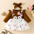 thumbnail image 6 of Girl Dresses Long Sleeve Cartoon Prints Dress Princess Dresses Clothes Headbands Set Toddler Dress Brown 9 Months-12 Months, 6 of 6