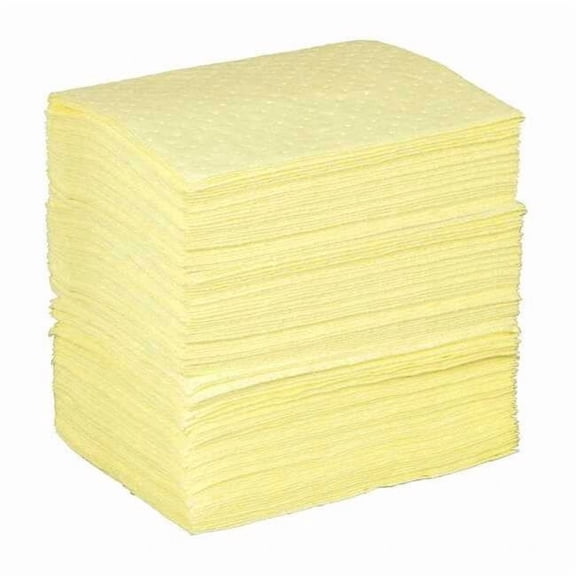 Sorbent Pad, 44 gal, 15 in x 19 in, Harsh Chemicals, Gray, Polypropylene