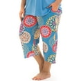 thumbnail image 4 of MUKVIK Plus Size Pajamas for Women Set, Womens Plus Size Short Sleeve V Neck Capri Pants Pajama Sets with Pockets(Mandala Blue 1,4X), 4 of 8