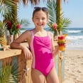thumbnail image 2 of Girls One-Piece Crisscross Back Swimwear Sleeveless Swimsuit Ruched Color Block Bathing Suit for Girls Ages 10 Years, 2 of 9