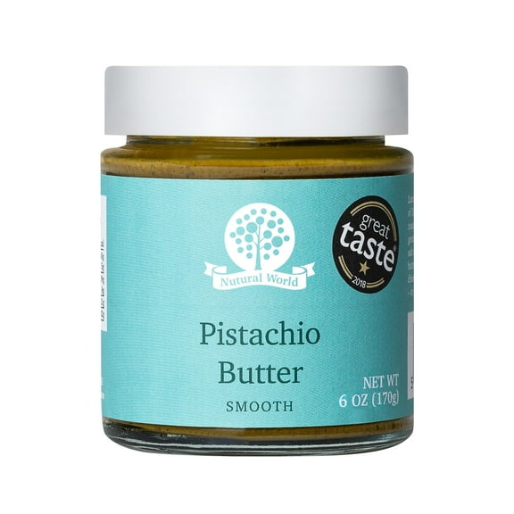 Nutural World - Smooth Pistachio Butter 6 oz (170g) - Great Taste Award Winner - Pure 100% Single Ingredient - Vegan, Kosher, Paleo Friendly
