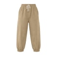 thumbnail image 5 of VBVC Women's Drawstring Waffle Capri Joggers, Summer Stretchy Cropped Pants For Women , Ladies' Running Gym Trousers with Pockets,Khaki,S-2XL, 5 of 8
