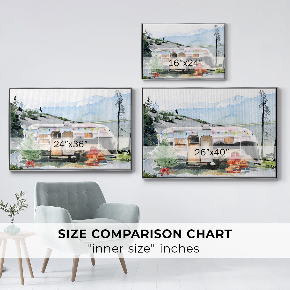 Holiday Vacation I - Framed Gallery Wrapped Holiday Canvas - 17 x 25 - Silver Frame