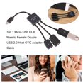 thumbnail image 3 of 3 en 1 Micro USB HUB Mâle à Femelle Double USB 2.0 Hôte OTG Adaptateur Câble, 3 of 9