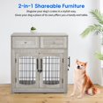 thumbnail image 2 of Dog Crate Furniture with 3 Doors,39.4"/31.5" Large Dog Crate with 2 Drawer & Cushion,Wooden Dog House Kennel for Medium/Large Dog,Dog Crate Table Up to 130 lbs/70 lbs,Indoor End Table Dog House, 2 of 7