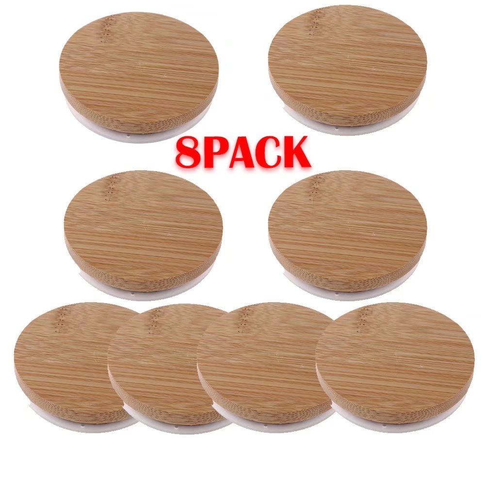 Yogurt Jar Lids Set,8 Pack 2.6in Bamboo Wood Lids that Fit Yogurt Jars