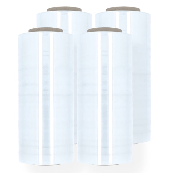 SSBM Blown Hand Stretch Wrap 18 Inch x 1000 Feet 4 Rolls Clear 120 Gauge Puncture Resistant for Bundling Storing Wrapping