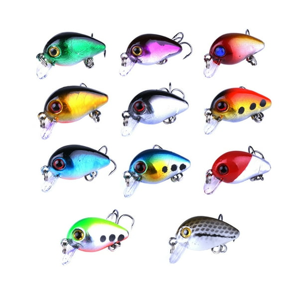 BE-TOOL 10Pcs Fishing Crankbait Lures with Box, Hovering Biomimetic Fishing Lure for Bass Mackerel Catfish (Random Color)