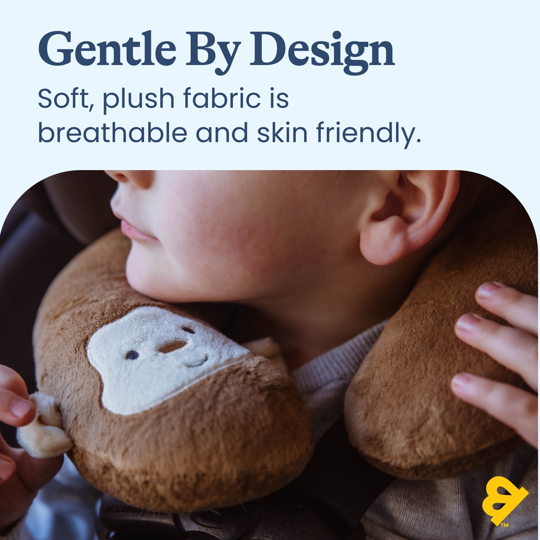(2 pack) Goldbug Travel Pillow, Head and Neck Support for Toddlers, Monkey