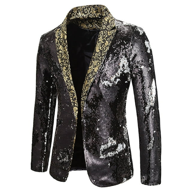 Birdeem Veste de Costume Décontractée à Paillettes pour Hommes Automne et Hiver