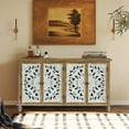 thumbnail image 2 of New Accent Cabinet With 4 Doors, Farmhouse Sideboard Buffet Cabinet With Storage, Modern Credenza Storage Cabinet With Wood Carved Floral Doors, 2 of 6