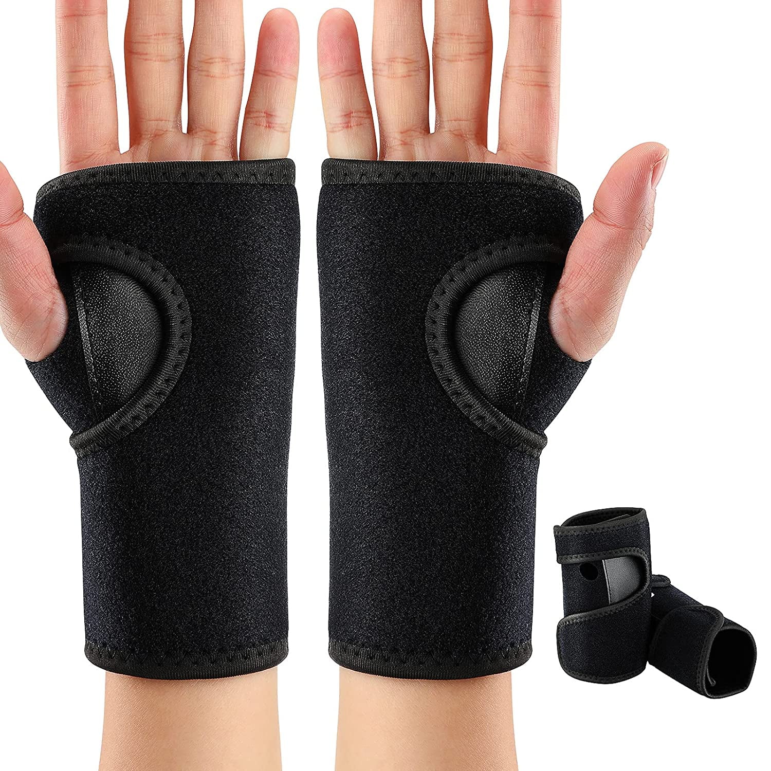 Mudder 1 Pair Carpal Tunnel Wrist Braces for Night Wrist Sleep Support Brace Wrist Splint Stabilizer and Hand Brace Cushioned (Black,Classic Style)