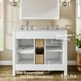 thumbnail image 6 of Totti Artemis 44" White Transitional Double Sink Bathroom Vanity w/ White Carrara Style Man-Made Stone Top, 6 of 7
