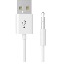 Charger for Shuffle - 3.5mm to USB A 10.5cm 2 in 1 USB Data/Charge Cord- SYNC Data Cable for Shuffle 3rd / 4th / 5th Generation - White
