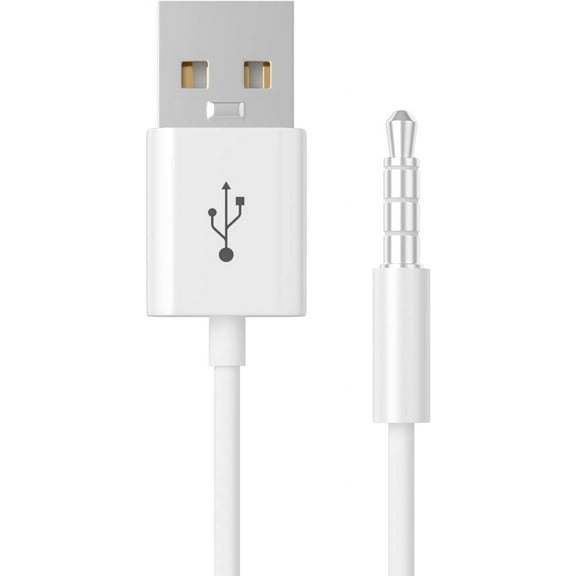 Charger for Shuffle - 3.5mm to USB A 10.5cm 2 in 1 USB Data/Charge Cord- SYNC Data Cable for Shuffle 3rd / 4th / 5th Generation - White