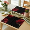 thumbnail image 6 of Placemats for Dinning Table Set of 8, Red Rose Vintage Abstract Garden Flower Floral Black Burlap Kitchen Place Mats Waterproof Cloth Table Mats, Indoor Outdoor Placemats Easy Clean Dinner Decor, 6 of 8