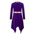 thumbnail image 3 of Sholeno Robe de Danse à Manches Longues pour Filles Robe d'Église Métallique Dorée Tunique Asymétrique Jupe en Chiffon Violet 12, 3 of 6