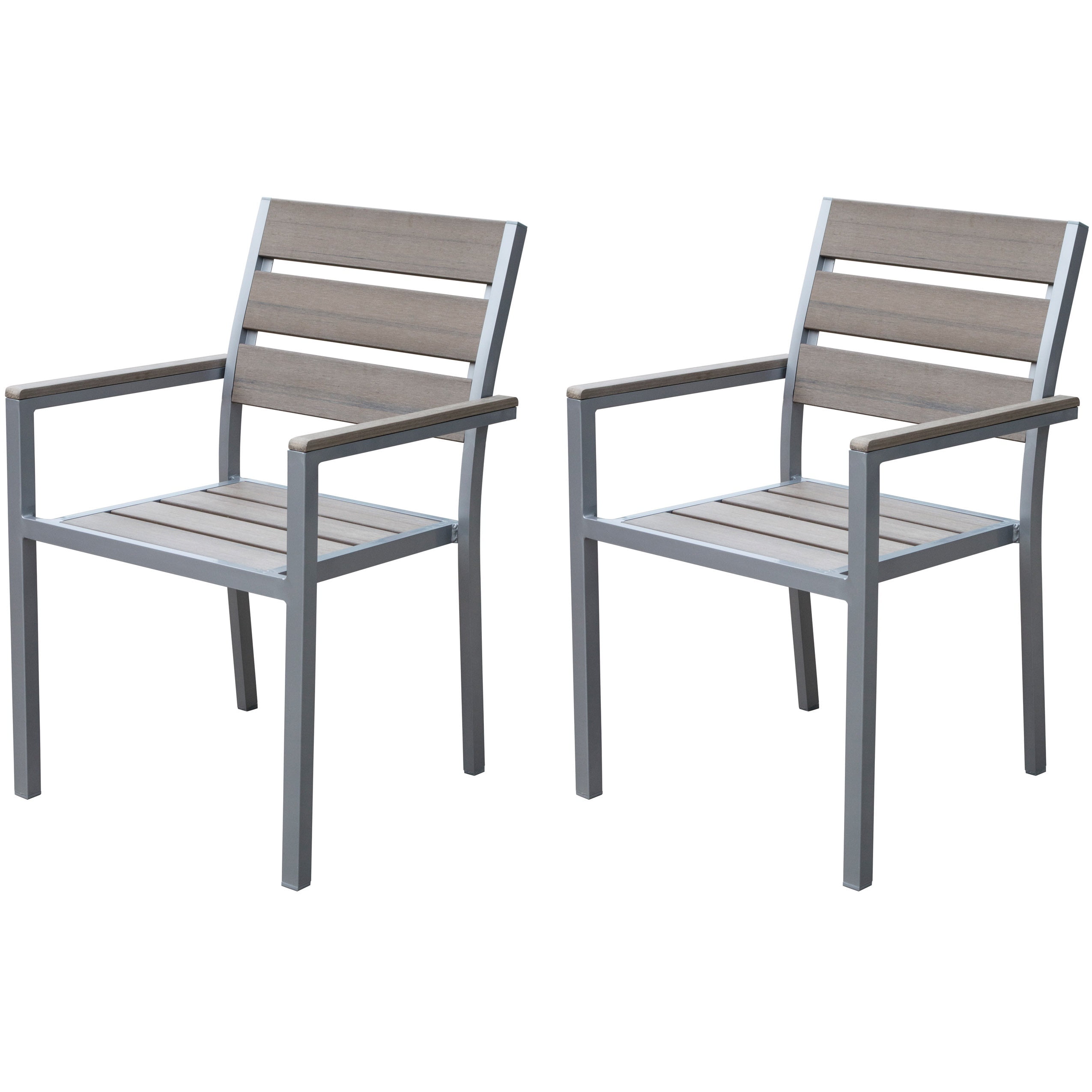 CorLiving Gallant Aluminum and Plastic Sun Bleached Outdoor Dining Chairs Set of 2