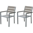 thumbnail image 4 of CorLiving Gallant Aluminum and Poly-Wood Slatted Stackable Outdoor Dining Chairs, Grey (Set of 2), 4 of 6
