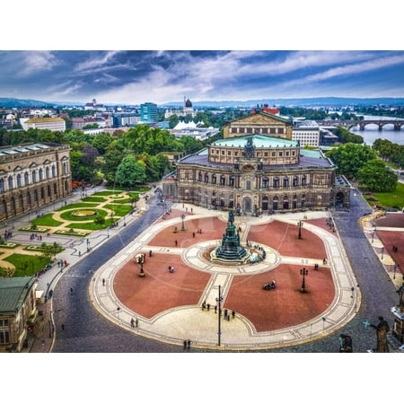 Dresden, Germany over Theater Square and the Semperoper Opera House. Print Wall Art By