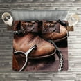 thumbnail image 2 of Ambesonne Western Quilted Coverlet 3 Pcs, Rustic Rodeo Cowboy, King Size, Brown, 2 of 2
