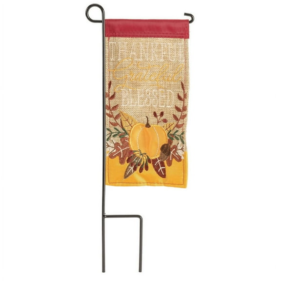 Magnolia Gardens M040092 4 x 8 in. Thankful Grateful Blessed Mini Double Applique Garden Flag